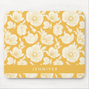 Jouw naam toevoegen   Golden Flower Pattern Muismat