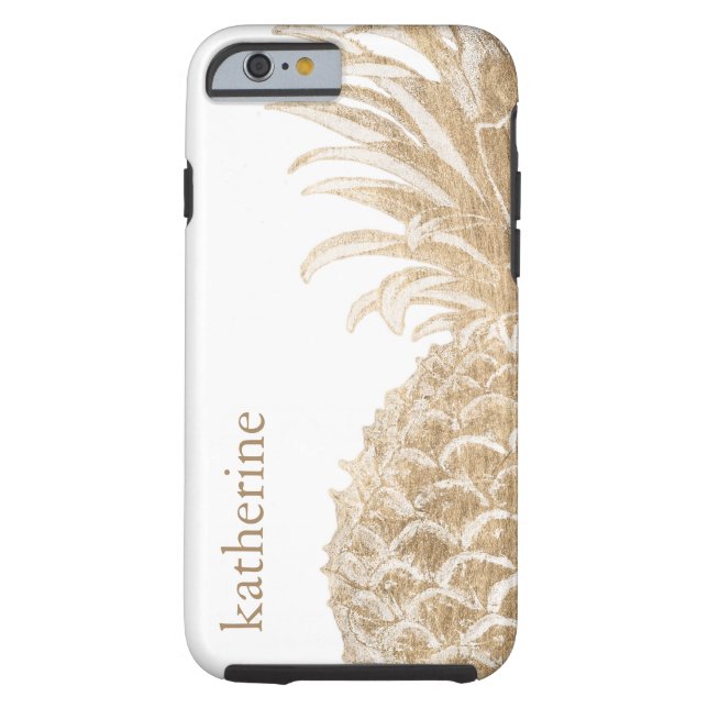 Jouw naam toevoegen | Goud tropisch dennappel Case-Mate iPhone Case (Achterkant)