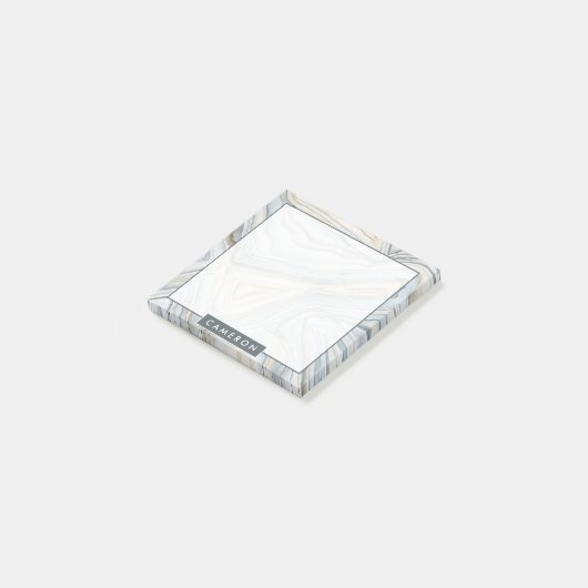 Jouw naam toevoegen | Grijs gemarmerd abstract ont Post-it® Notes (Schuin)