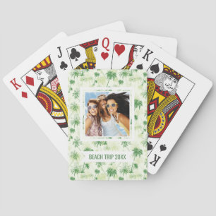 Jouw naam toevoegen Groen palmboompatroon Pokerkaarten