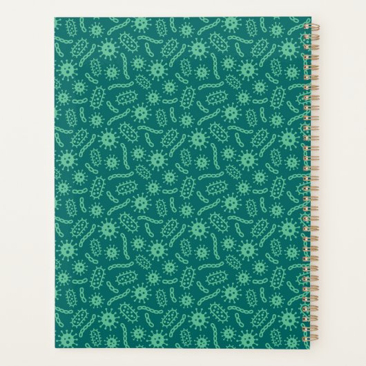 Jouw naam toevoegen | Groene microben-patroon Planner (Achterkant)