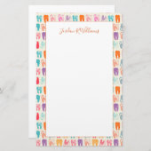 Jouw naam toevoegen | Grunge Tooth Pattern Briefpapier (Voorkant / Achterkant)