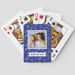 Jouw naam toevoegen Helderblauw Shell Pattern Pokerkaarten