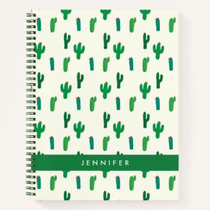 Jouw naam toevoegen Heldergroen cactus-patroon Notitieboek