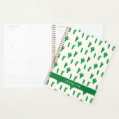 Jouw naam toevoegen | Heldergroen cactus-patroon Planner (Display)