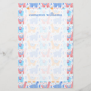 Jouw naam toevoegen Helderkleurig Alpaca-patroon Briefpapier