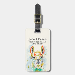 Jouw naam toevoegen Hifi Llama - Portrait Bagagelabel