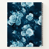 Jouw naam toevoegen | Klassiek blauw Roos patroon Notitieboek (Achterkant)
