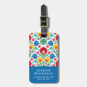 Jouw naam toevoegen   Kunstpatroon Floral Heart Fo Bagagelabel