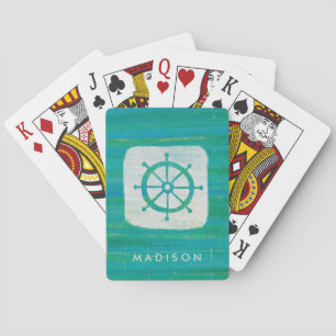 Jouw naam toevoegen   Kustkunst   Aqua stuurwiel Pokerkaarten