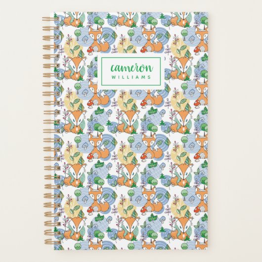 Jouw naam toevoegen | Kute Little Fox Pattern Planner (Voorkant)