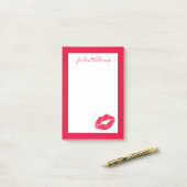 Jouw naam toevoegen | Lipstick Kiss Post-it® Notes (Op bureau)