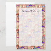 Jouw naam toevoegen | Llama-patroon met Trendy-dru Briefpapier (Voorkant / Achterkant)