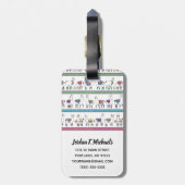 Jouw naam toevoegen | Llama Stripe Pattern Bagagelabel (Achterkant verticaal)
