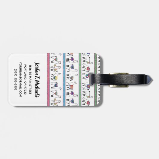 Jouw naam toevoegen | Llama Stripe Pattern Bagagelabel (Achterkant horizontaal)