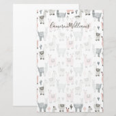 Jouw naam toevoegen | Llamas-patroon glimlachen Briefpapier (Voorkant / Achterkant)