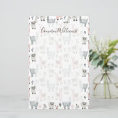 Jouw naam toevoegen | Llamas-patroon glimlachen Briefpapier (Staand voorkant)