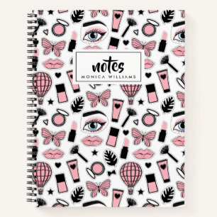 Jouw naam toevoegen   Makeup Sticker Pattern Notitieboek