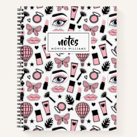 Jouw naam toevoegen | Makeup Sticker Pattern Notitieboek (Voorkant)