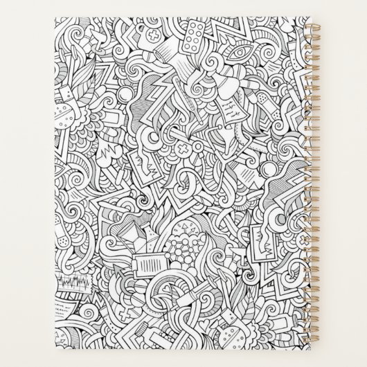 Jouw naam toevoegen | Medische B&W-patroon Planner (Achterkant)