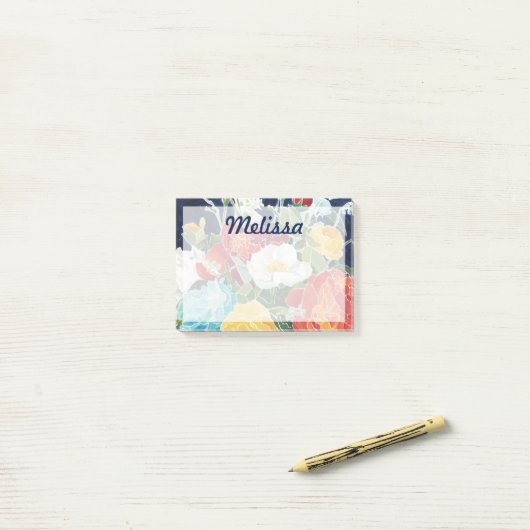 Jouw naam toevoegen | Midnight Florals I Post-it® Notes (Op bureau)
