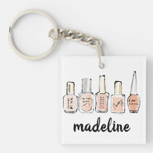 Jouw naam toevoegen Modern Pink Nail Poolse Sche Sleutelhanger