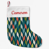 Jouw naam toevoegen | Moderne Blauwgroen en koraal Kleine Kerstsok (Voorkant)