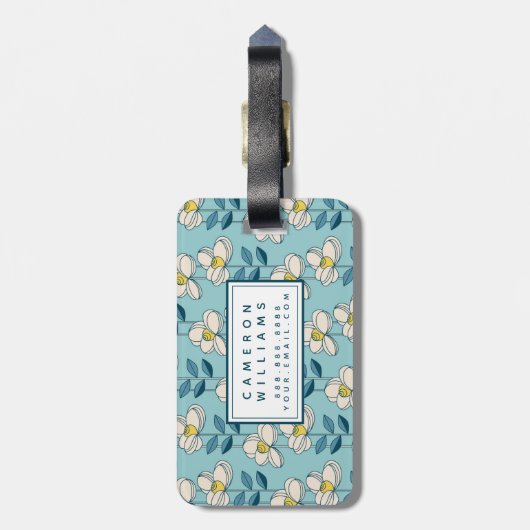 Jouw naam toevoegen | Moderne en middeleeuwse bloe Bagagelabel (Achterkant verticaal)