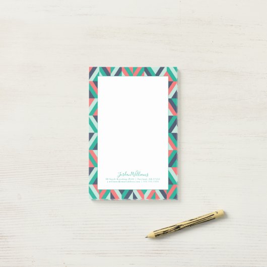 Jouw naam toevoegen | Moderne geometrische gemidde Post-it® Notes (Op bureau)