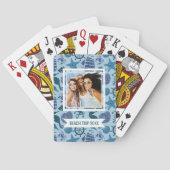 Jouw naam toevoegen | Nautische schaduwen van blau Speelkaarten (Achterkant)