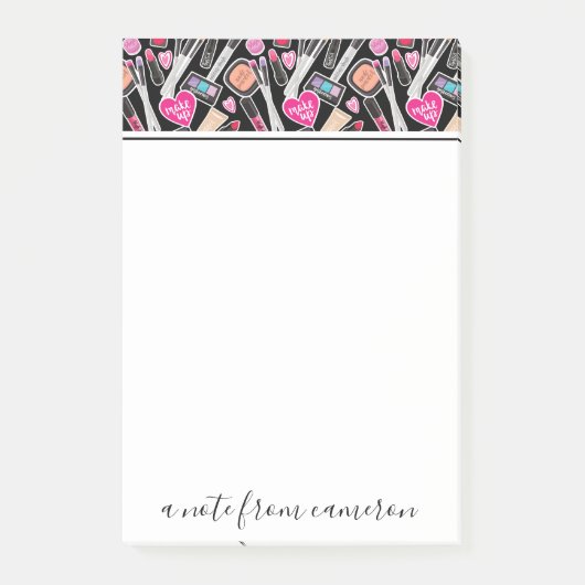 Jouw naam toevoegen | Neon Makeup Pattern Post-it® Notes (Voorkant)