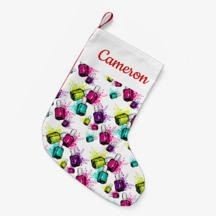Jouw naam toevoegen Neon Nail Pools patroonpatro Kleine Kerstsok