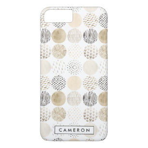 Jouw naam toevoegen   Neutraal Abstract cirkelpatr iPhone 8 Plus / 7 Plus Hoesje