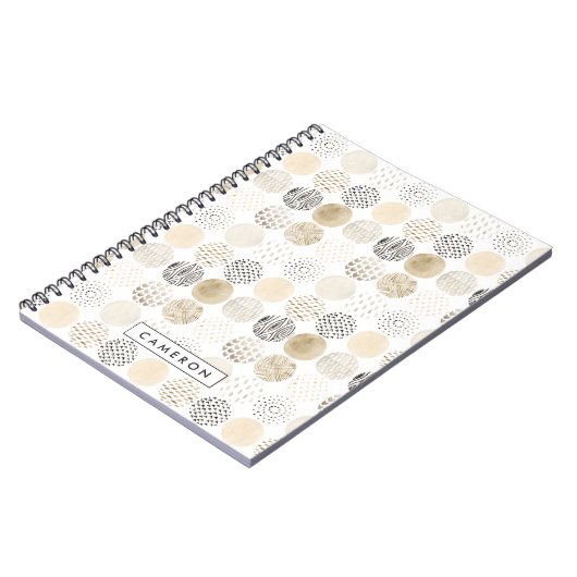 Jouw naam toevoegen | Neutraal Abstract cirkelpatr Notitieboek (Linkerzijde)