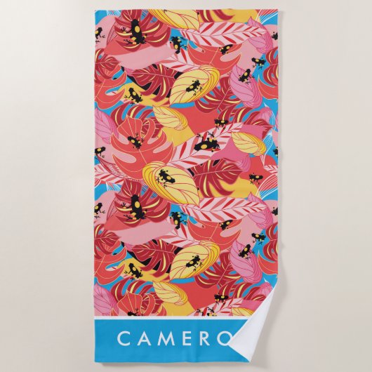 Jouw naam toevoegen | Oerwoud Kikkers Strandlaken (Voorkant)