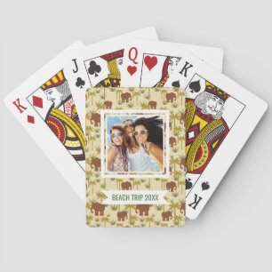 Jouw naam toevoegen   Olifanten en palmen in camou Pokerkaarten