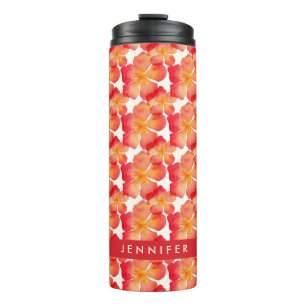 Jouw naam toevoegen Oranje Oleander Floral Patte Thermosbeker