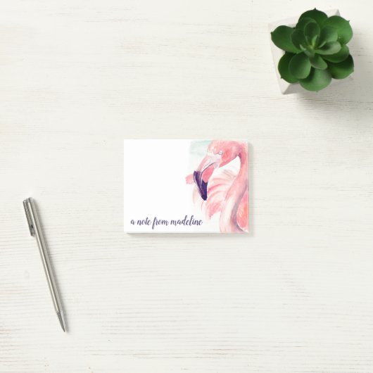 Jouw naam toevoegen | Pastel Flamingo Post-it® Notes (Kantoor)