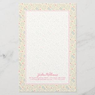 Jouw naam toevoegen Pastel Happy Teeth Pattern Briefpapier
