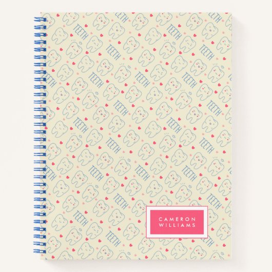 Jouw naam toevoegen | Pastel Happy Teeth Pattern Notitieboek (Voorkant)