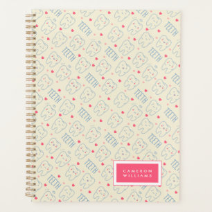 Jouw naam toevoegen Pastel Happy Teeth Pattern Planner