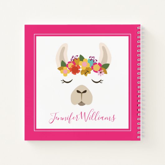 Jouw naam toevoegen | Patroon Alpaca & Flowers Notitieboek (Achterkant)
