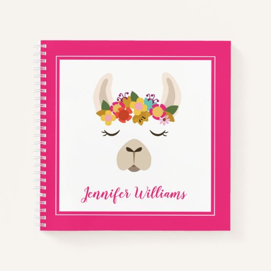 Jouw naam toevoegen | Patroon Alpaca & Flowers Notitieboek (Voorkant)