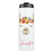 Jouw naam toevoegen | Patroon Alpaca & Flowers Thermosbeker (Voorkant)