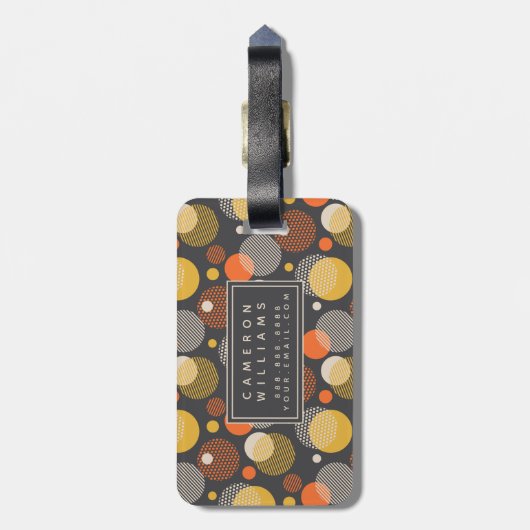 Jouw naam toevoegen | Polka Dot Stripe Pattern Bagagelabel (Achterkant verticaal)