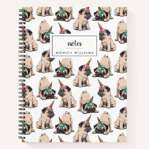Jouw naam toevoegen Puppy Pugs Aspiring Unicor Notitieboek