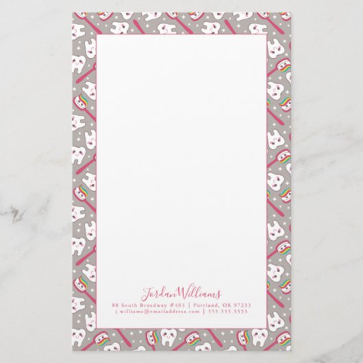 Jouw naam toevoegen | Rainbow Teeth Pattern Briefpapier (Voorkant)