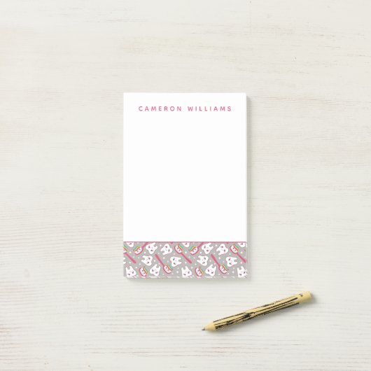Jouw naam toevoegen | Rainbow Teeth Pattern Post-it® Notes (Op bureau)