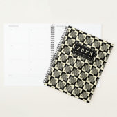 Jouw naam toevoegen | Retro Black en Tan Pattern Planner (Display)