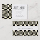 Jouw naam toevoegen | Retro Black en Tan Pattern Visitekaartje (Voorkant / Achterkant)